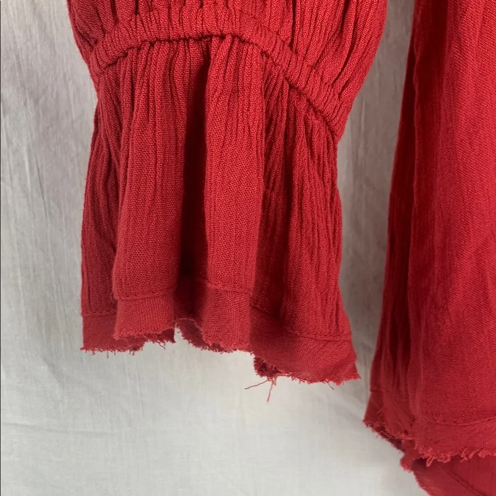 Free People Flowy Raspberry Red Women's Blouse - Picture 3 of 8